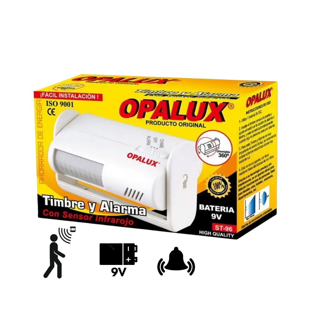ALARMA Y TIMBRE CHISMOSO C/SENSOR P/USO NOCHE/DIA OPALUX