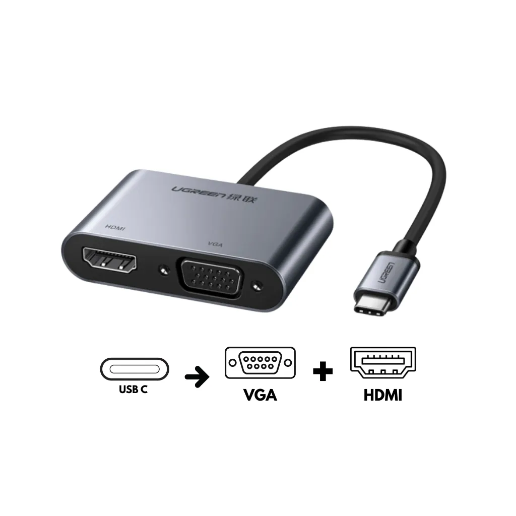 [50505] ADAPTADOR VGA + HDMI A USB TIPO C CM162 UGREEN