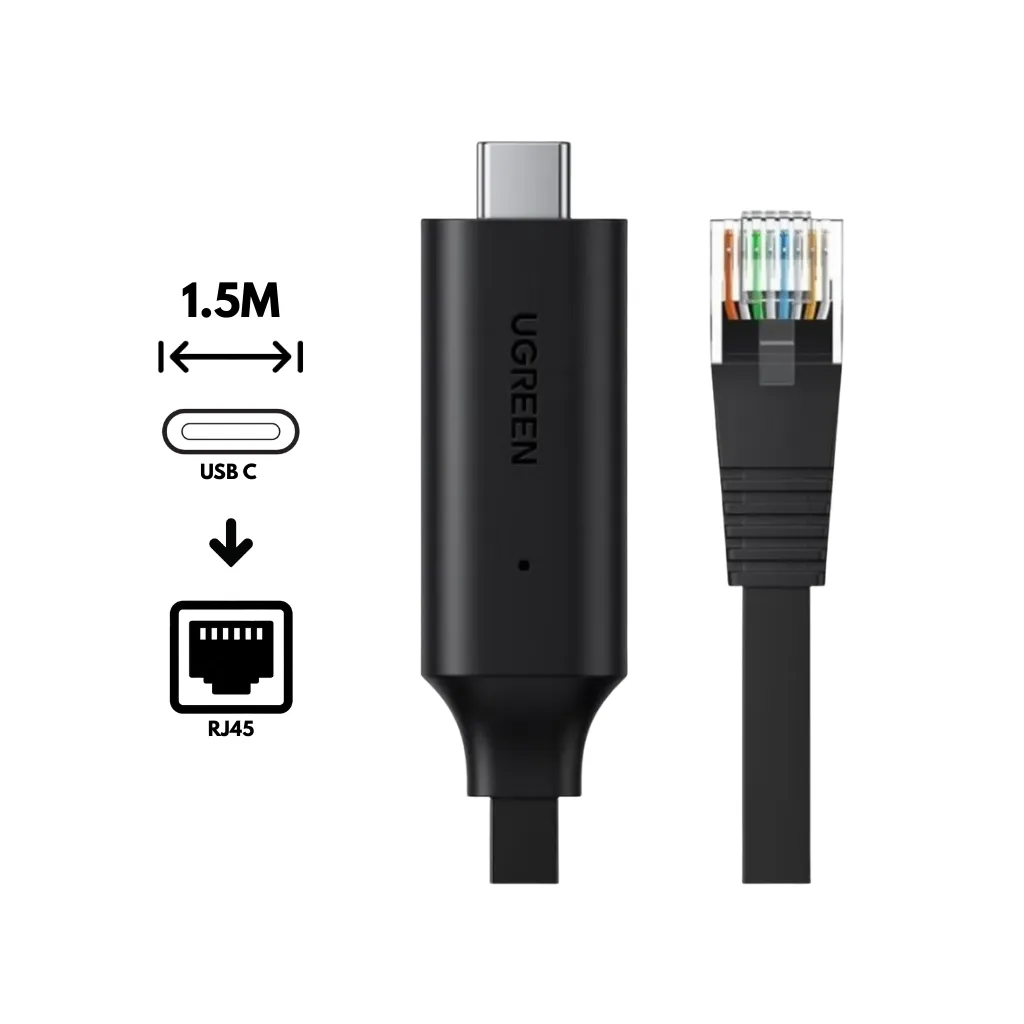 [80186] CABLE CONSOLA USB-C A RJ45 1.5 M UGREEN