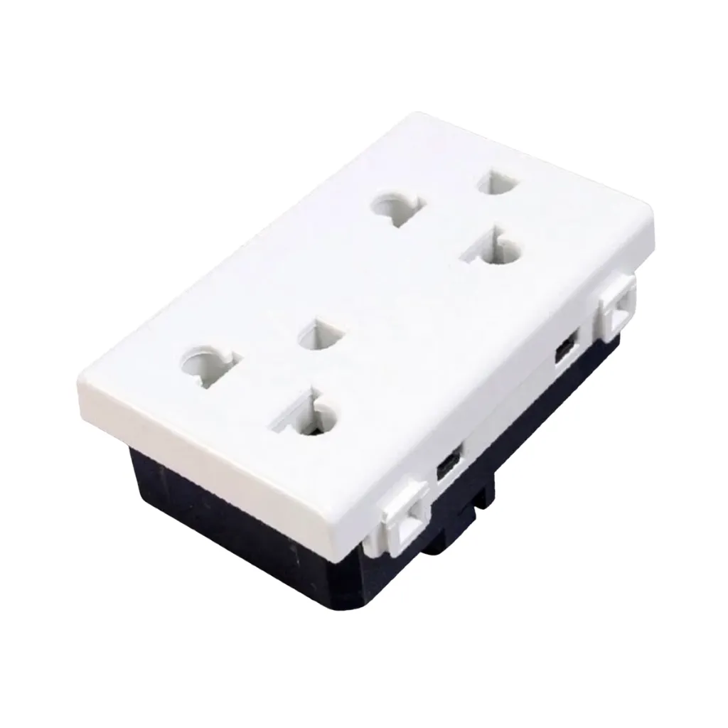 [BM138] DADO TOMA DOBLE UNIVERSAL C/LINEA TIERRA 15A PARA PLACAS OPALUX