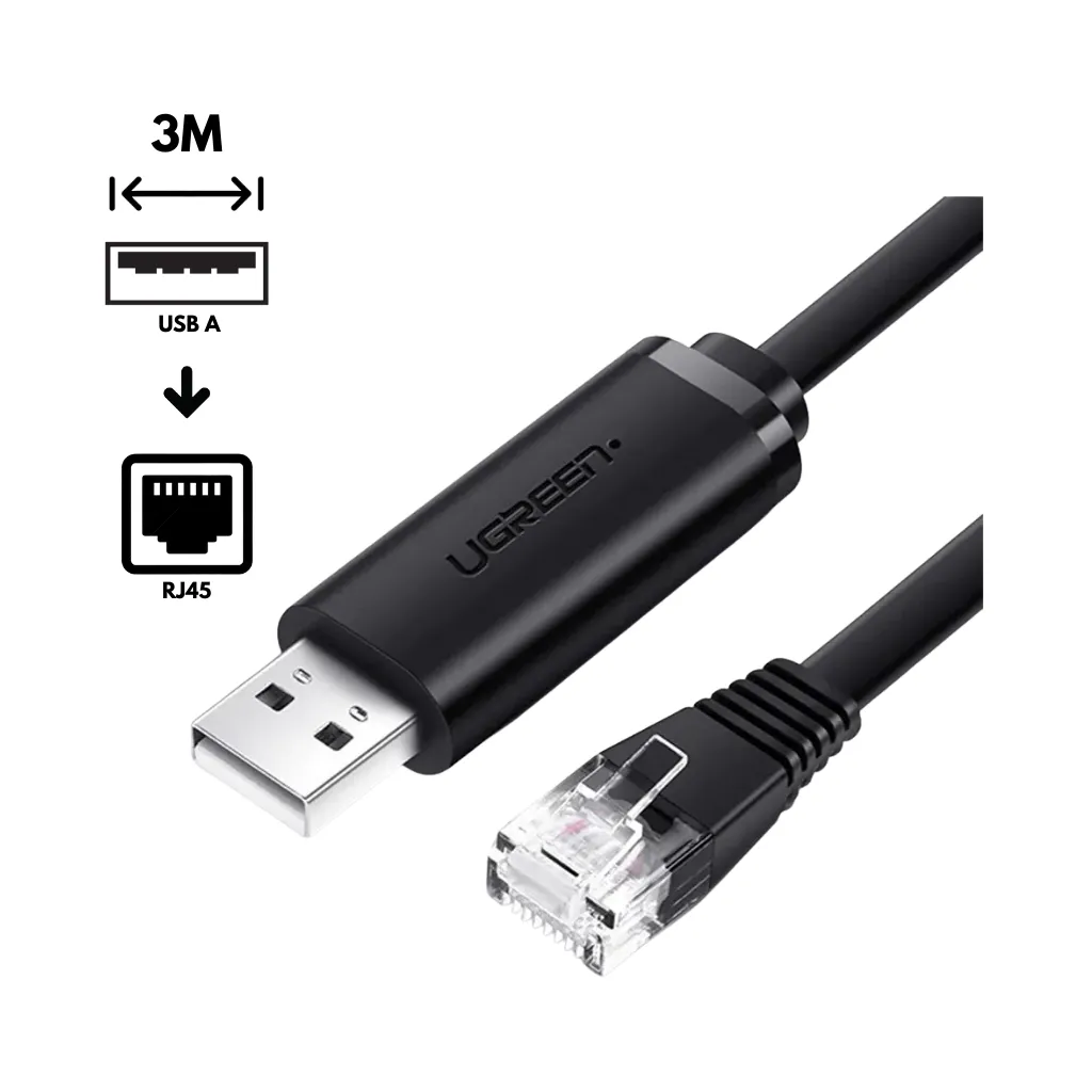 [60813] CABLE DE CONSOLA USB-A A RJ45 3M  UGREEN