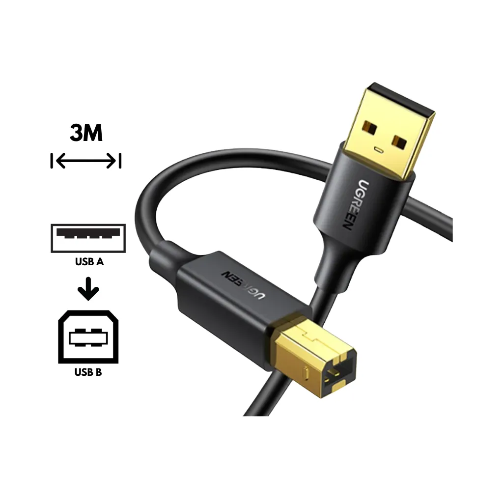 [10351] CABLE DE IMPRESIÓN USB 2.0 AM A BM 3M US135 UGREEN