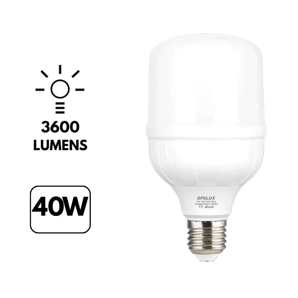 FOCO LED BOMBILLA 40W-220 LUZ BLANCA 3600LM OPALUX