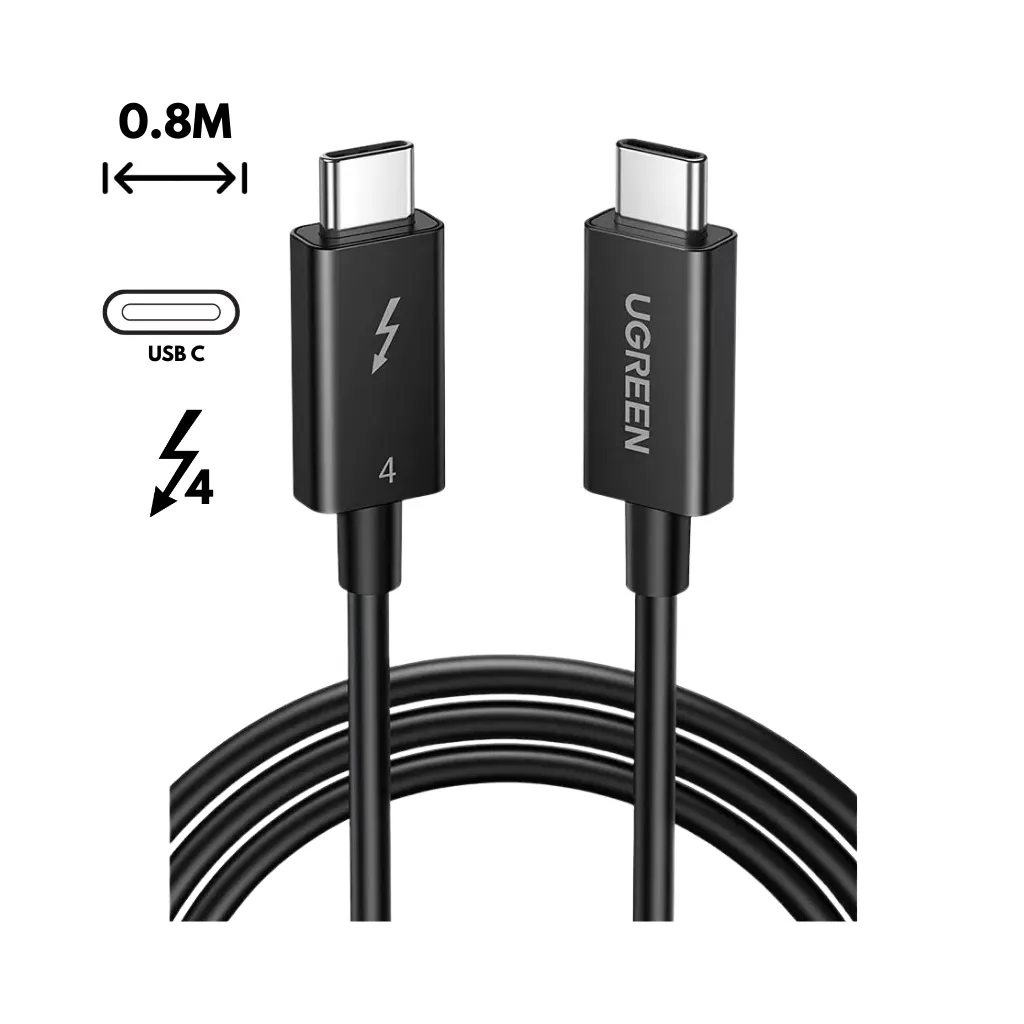 CABLE USB-C A USB-C THUNDERBOLT 4 DE 100W SOPORTA 40Gbps 8K 0.8M  UGREEN