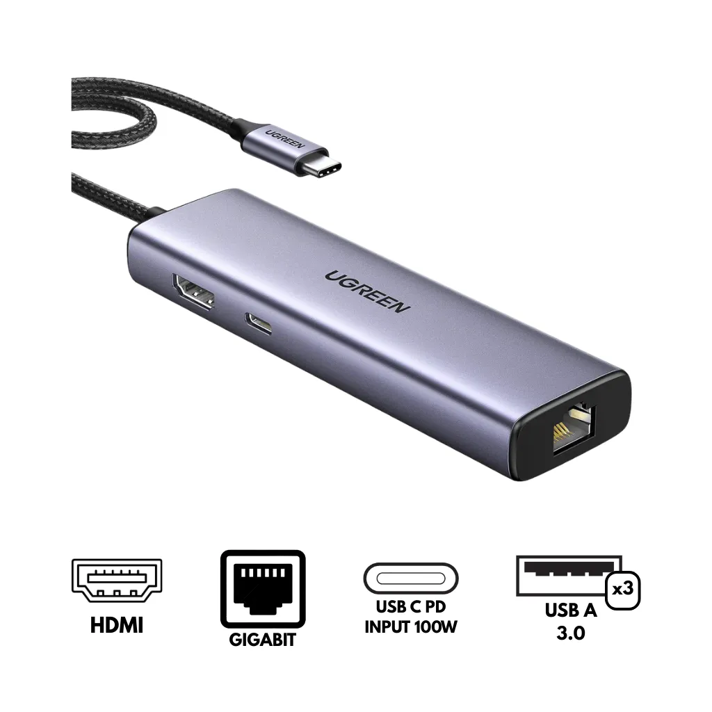 [15598] HUB MULTIPUERTUSB-C 6 EN 1 100W CM512 UGREEN