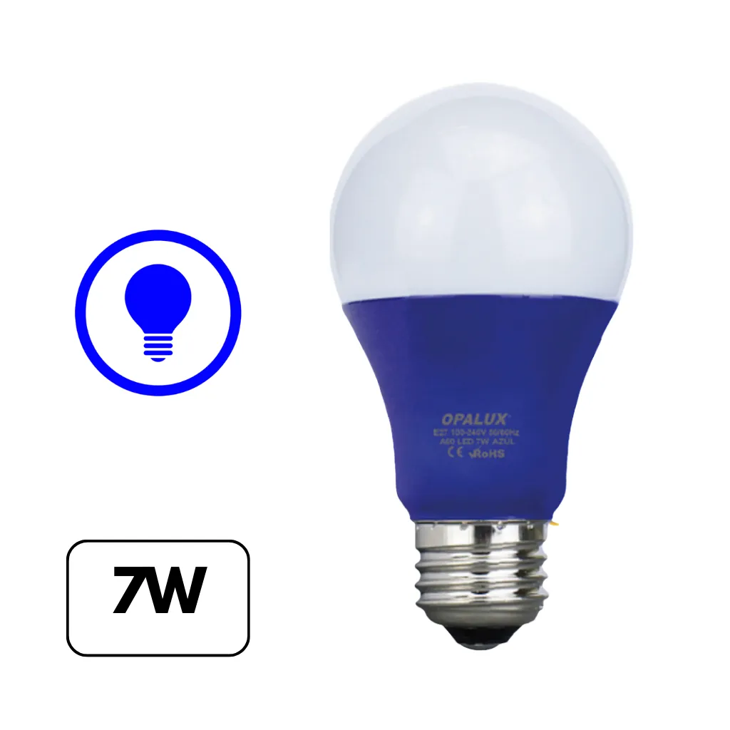 FOCO LED LUZ AZUL 7W E27 100-240VAC 50/60HZ CJ OPALUX