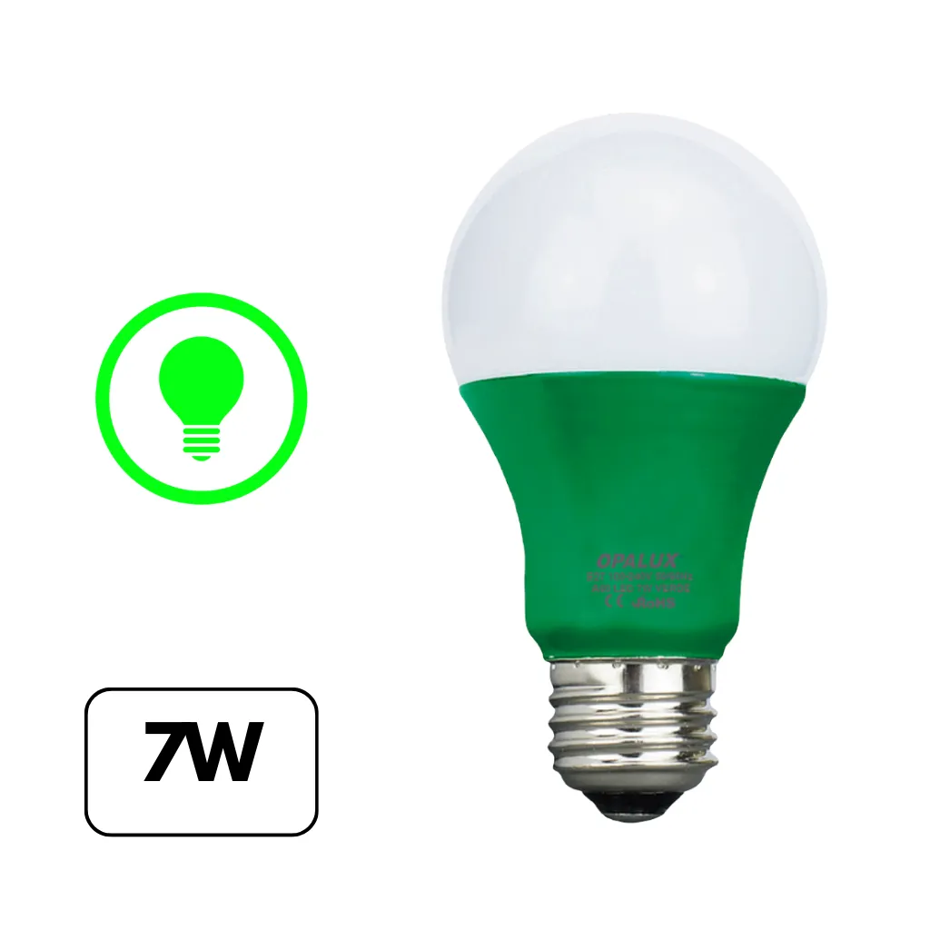 FOCO LED LUZ VERDE 7W E27 100-240VAC 50/60HZ OPALUX