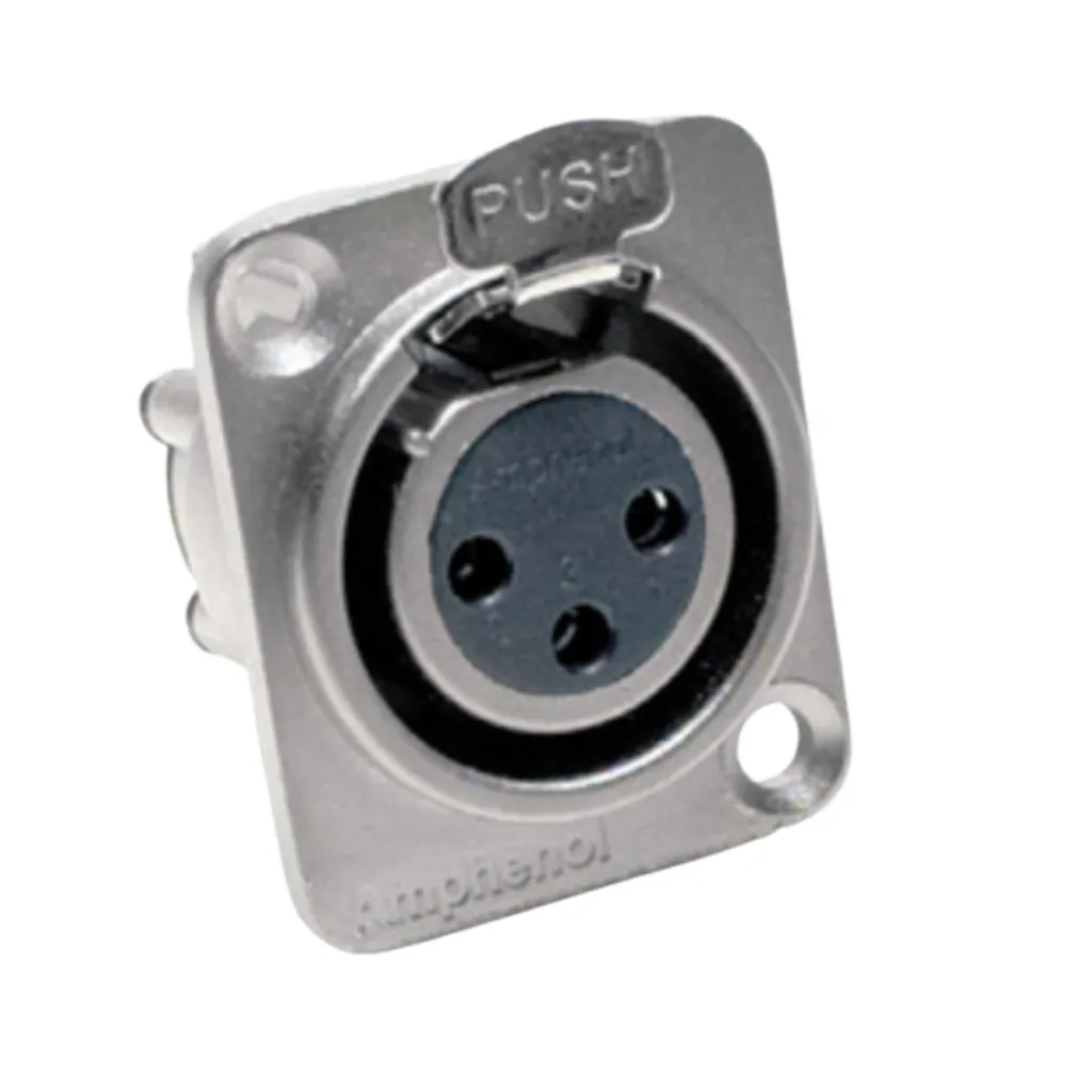 [AX3FD] CONECTOR XLR DE 3 PINES CHASIS HEMBRA, NIQUELADO (PROFESIONAL) AMPHENOL