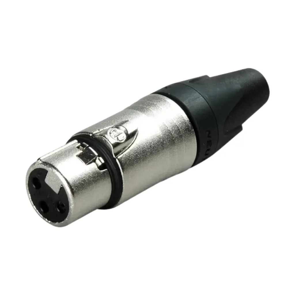 [NC3FXX-B-PL] JACK CANON AEREO PLATEADO 3PIN NEGRO TIPO NEUTRIK GENERICO