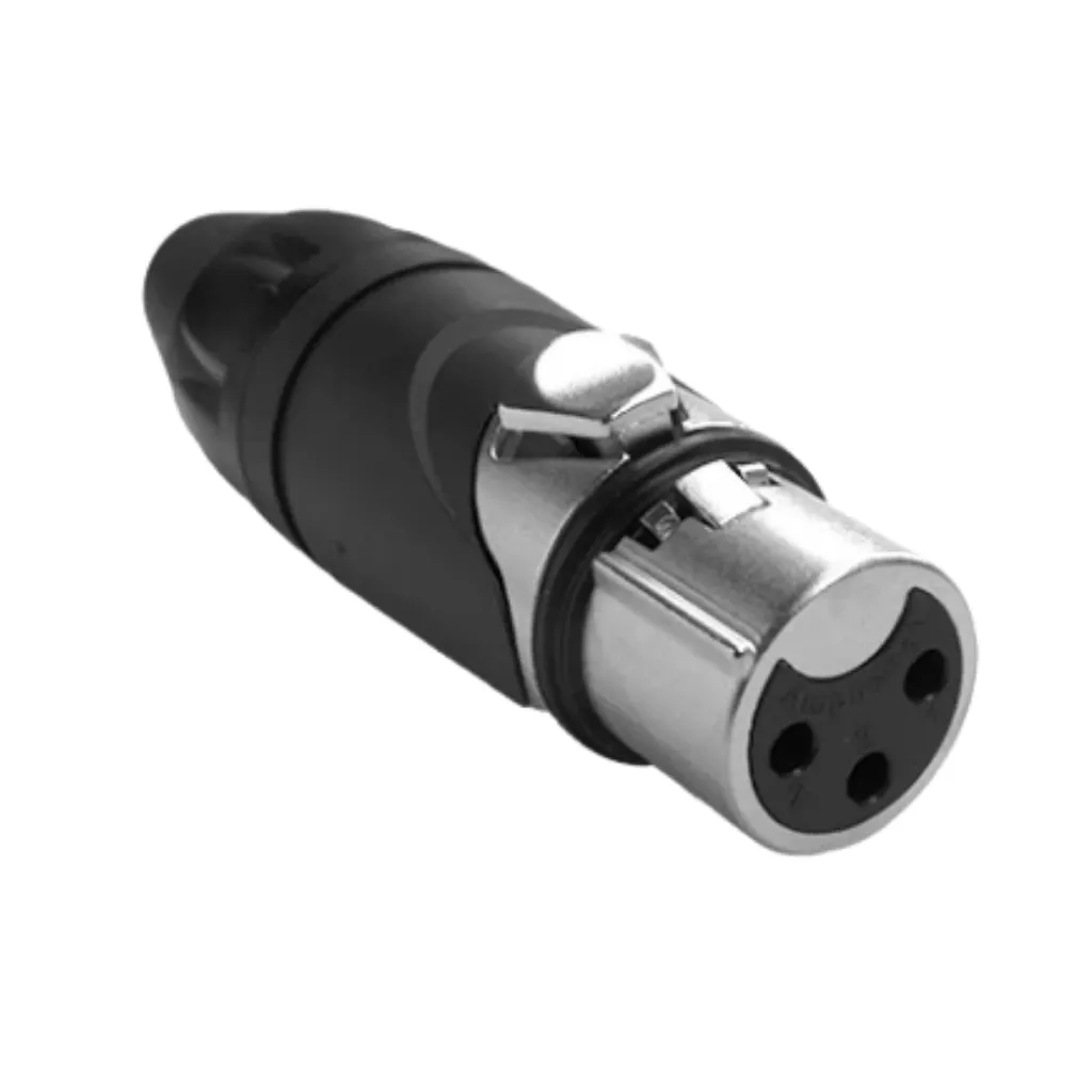 [AXX3F] JACK XLR 3 PINES AEREO NIQUELADO TAPA NEGRA PROFESIONAL AMPHENOL