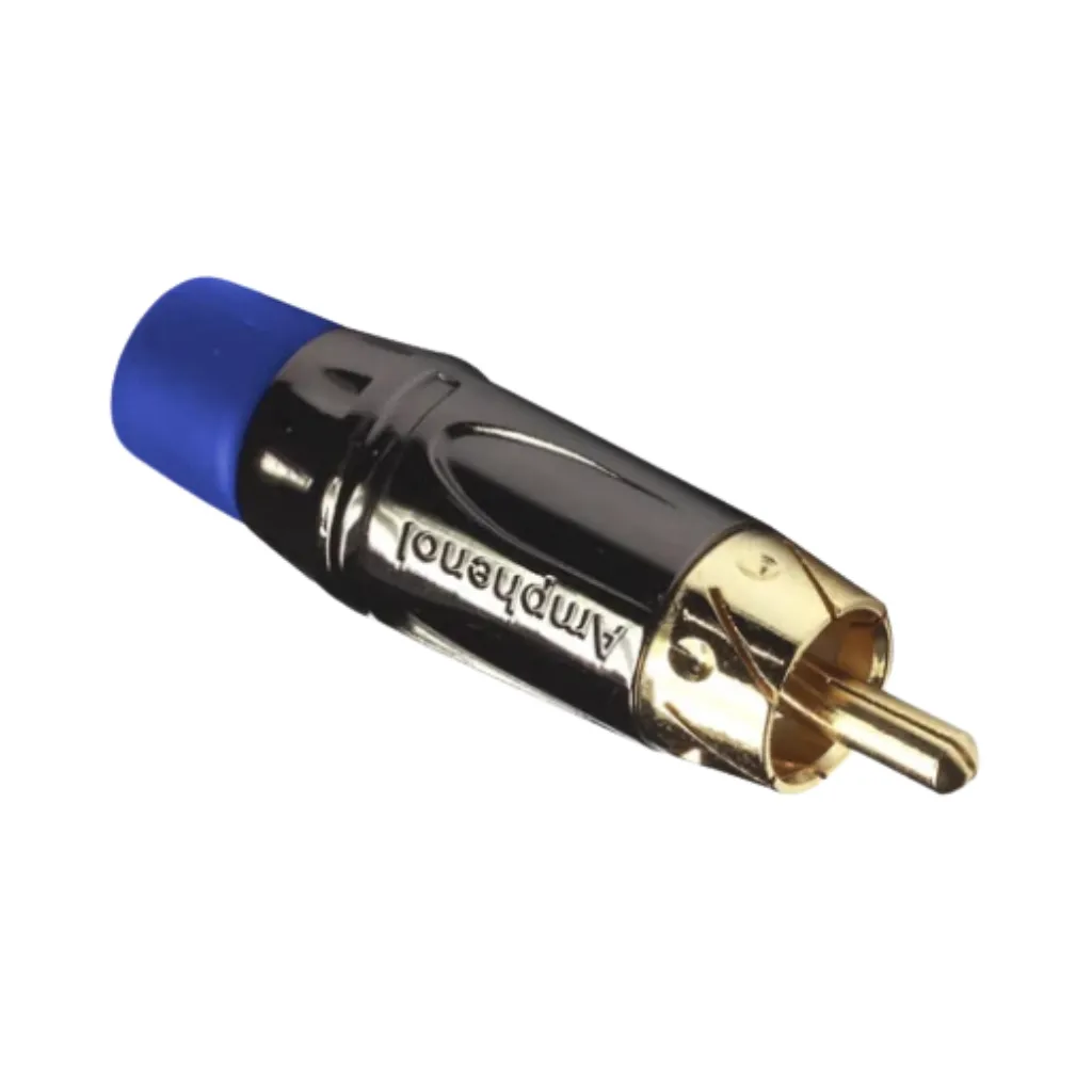 PLUG RCA METAL CROMADO/AZUL AMPHENOL