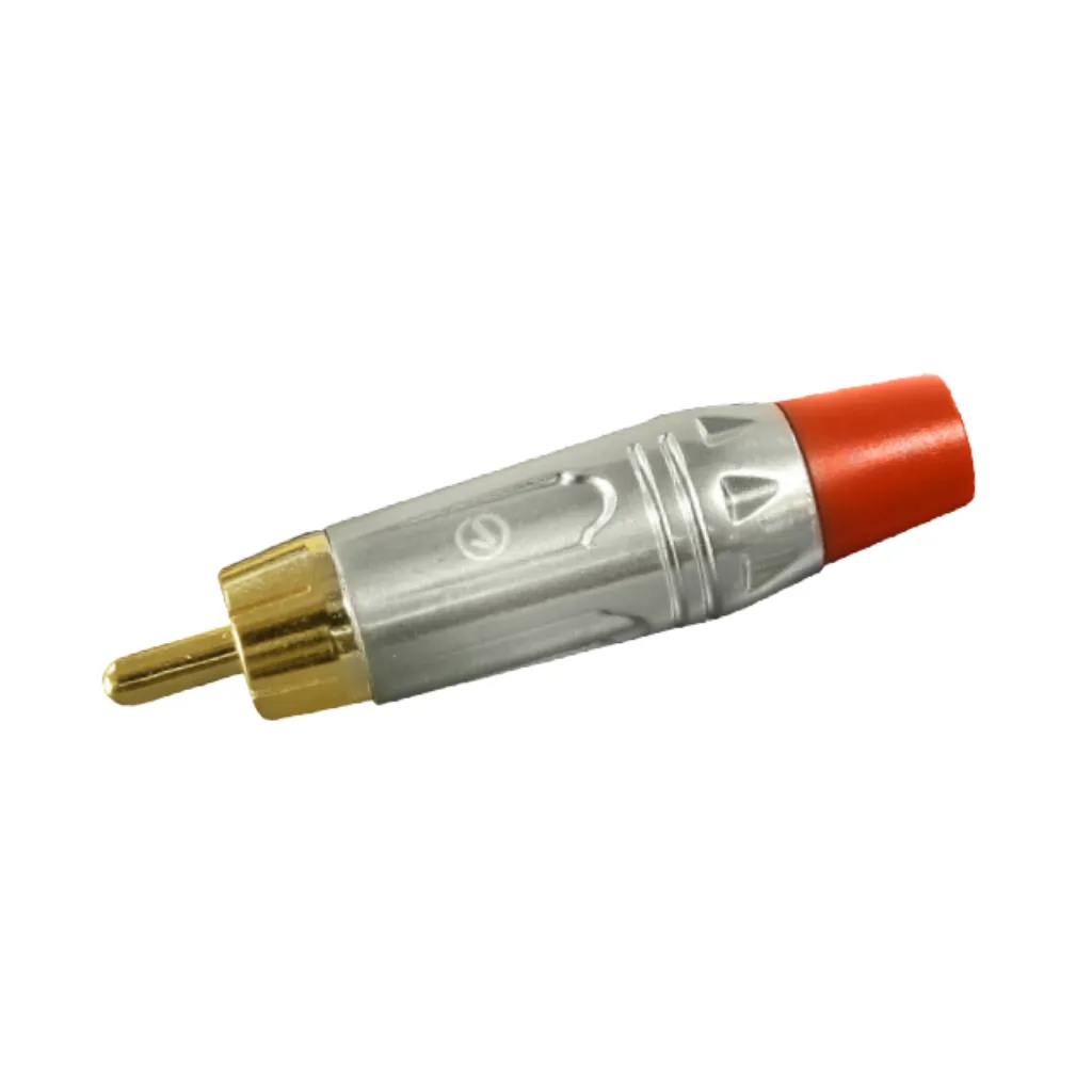 [LE0040-PX] PLUG RCA METAL PLATEADO ROJO LOSEN