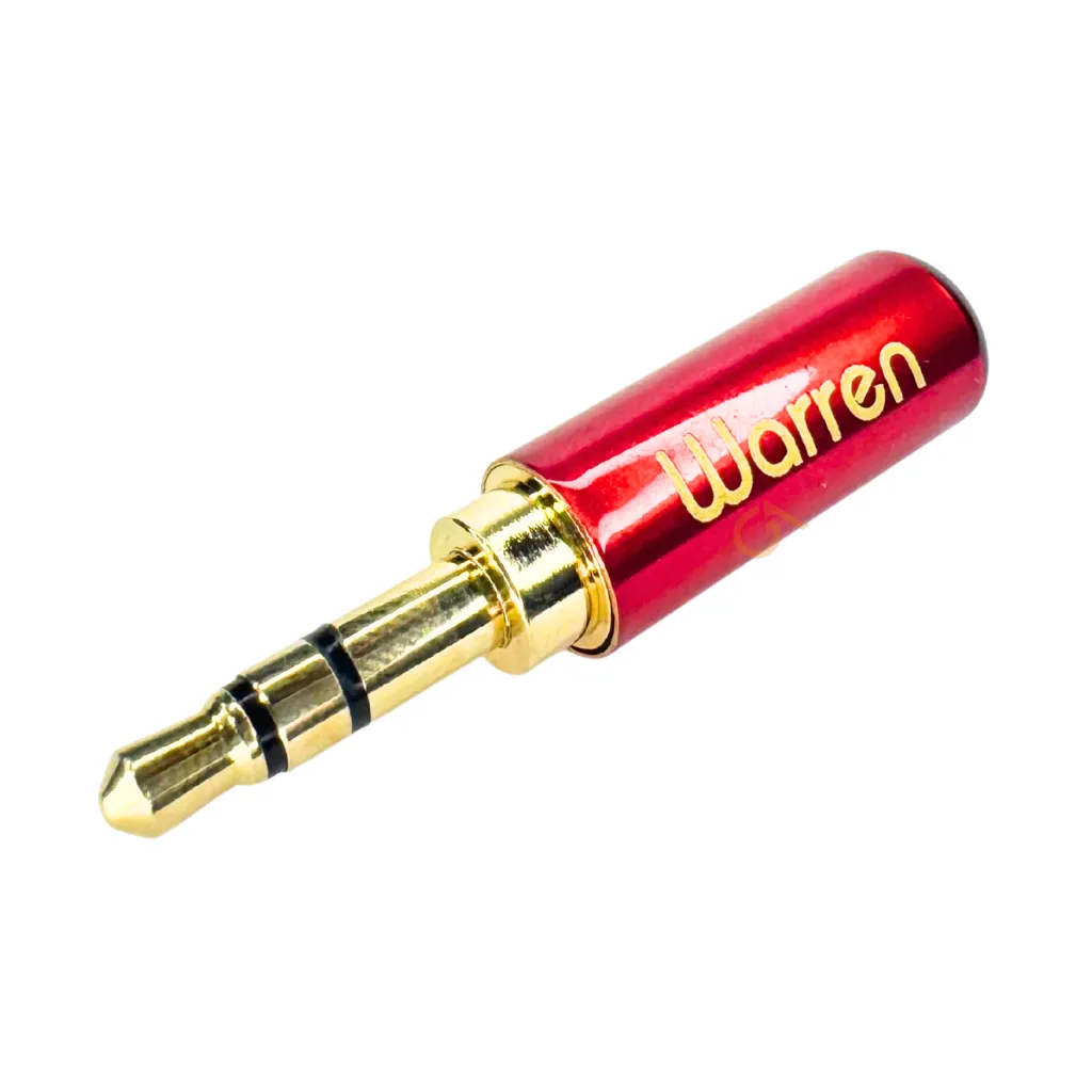 [JJ-498-3-RED] PLUG CONECTOR STEREO CERT. 237180 METALICO 3.5MM 3 LINEAS ROJO WARREN
