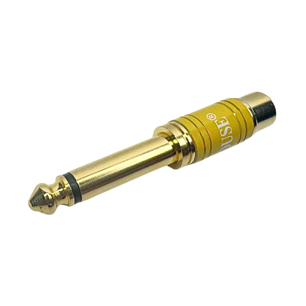 [AL-105-AM] ADAPTADOR PLUG MONO 6.3MM A JACK RCA METALICO ADA-105 AMARILLO