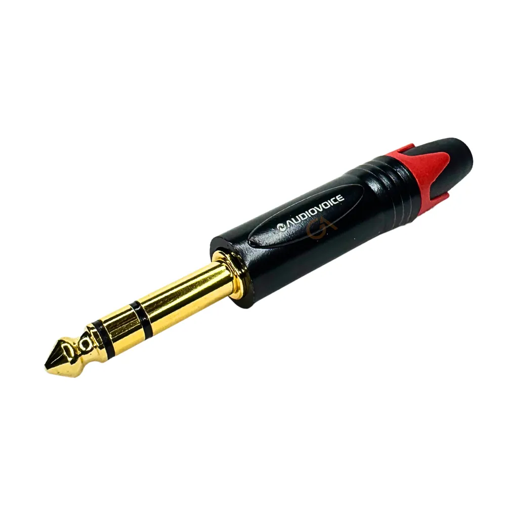 CONECTOR NEGRO 6.36MM PUNTA DORADA STEREO AUDIOVOICE