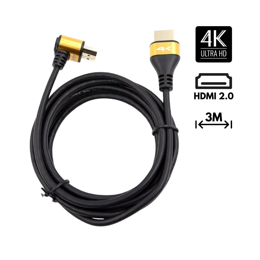CABLE HDMI SLIM (4MM) DELGADO CODO 90° C/METALICO (2.0) 3M LANCOM