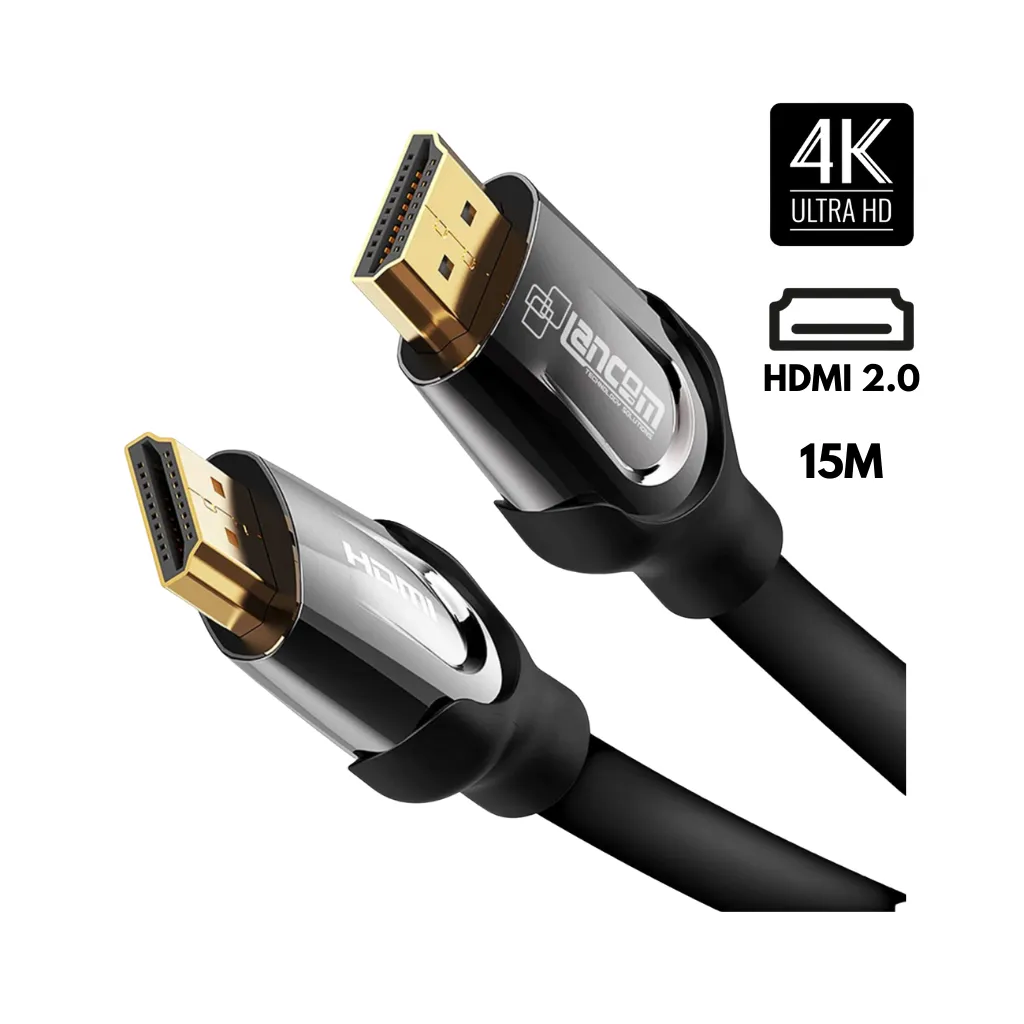 CABLE HDMI Ver. 2.0 METAL BLACK COLOR + FERRITA 15MTS LANCOM