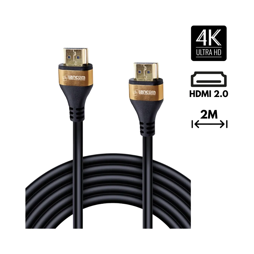 [HAA90-2M] CABLE HDMI DELGADO 32AWG 4MM CONECTOR DORADO V2.0 2MTS LANCOM