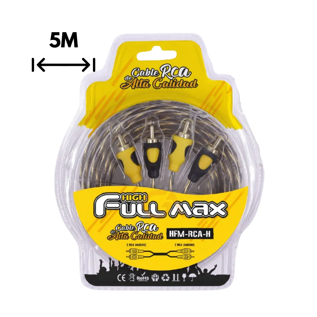 [HFM-RCA-H-(5M)] CABLE 2 RCAMACHO A 2 RCA MACHO OD 3.8x7.6mm 5M FULL MAX