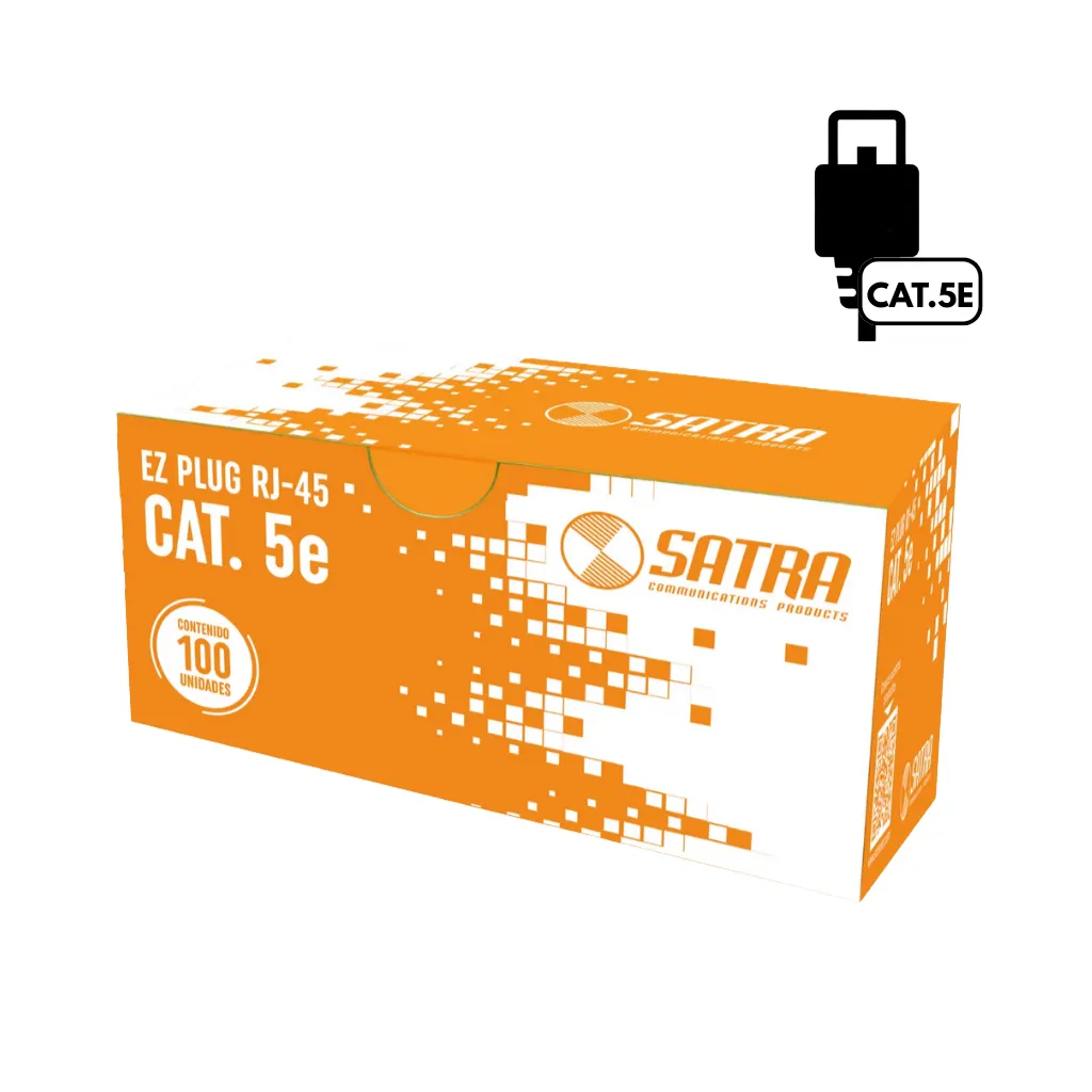 [0101040002] EZ CONECTOR PLUG RJ45 CAT5E C/SECUENCIA DE COLORES CJAx100PCS SATRA