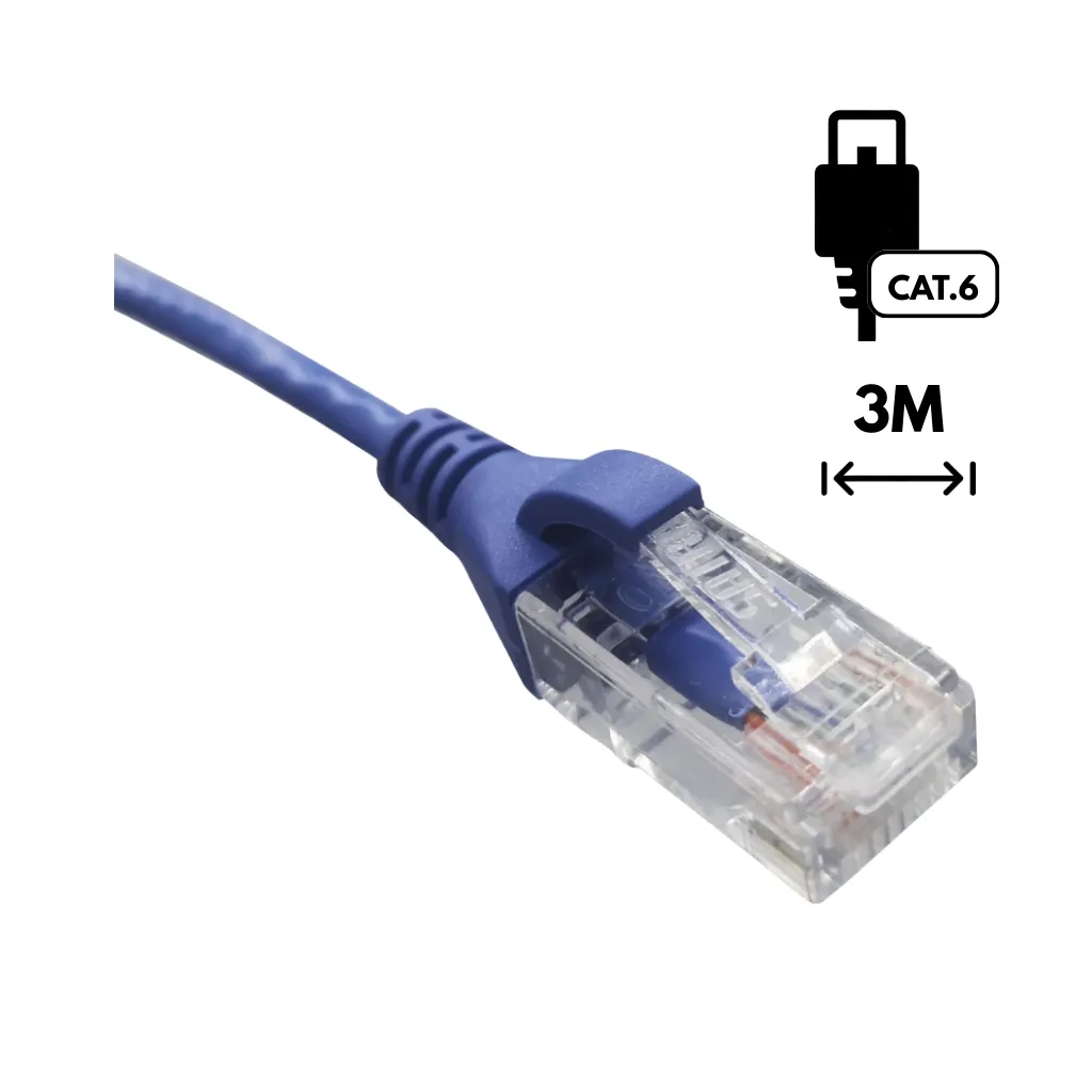 [PCSC6-3M-BLUE] PATCH CORD CAT6 SLIM LSZH 28AWG 3MT AZUL 9999999895 SATRA