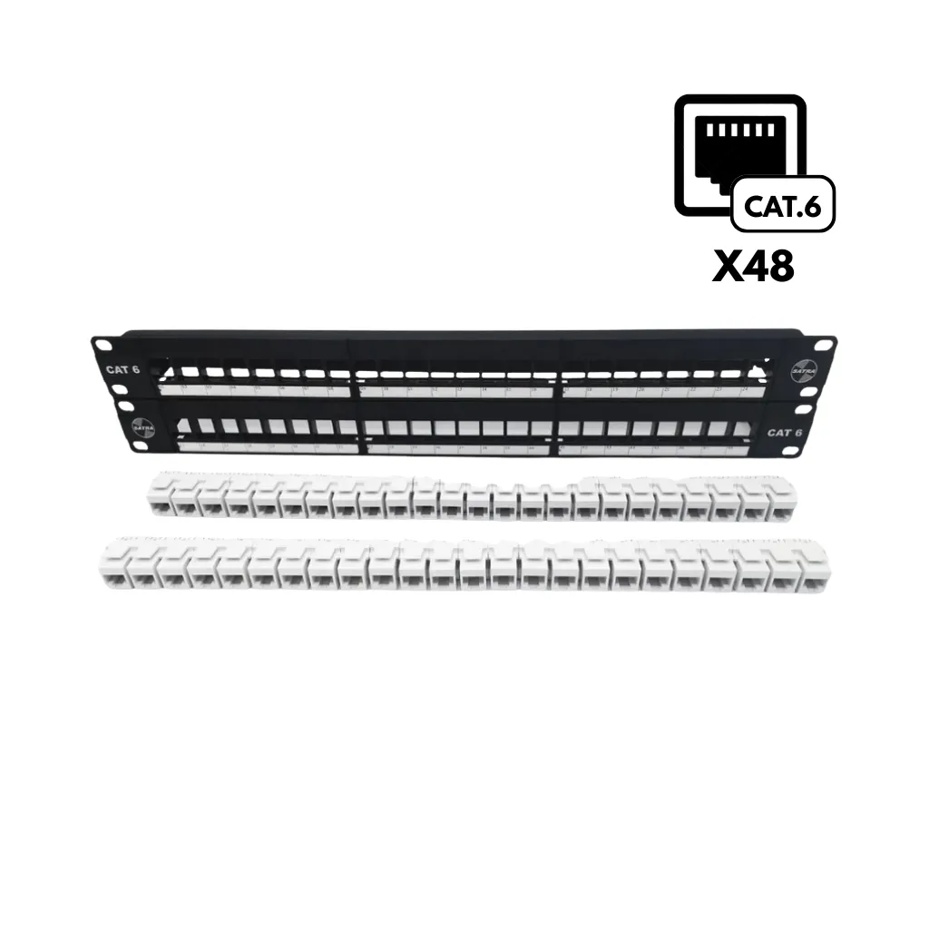 [PP-48-BL-SATRA] PATCH PANEL CAT6 48PUERTOS C/J BLANCO 0102024801 SATRA