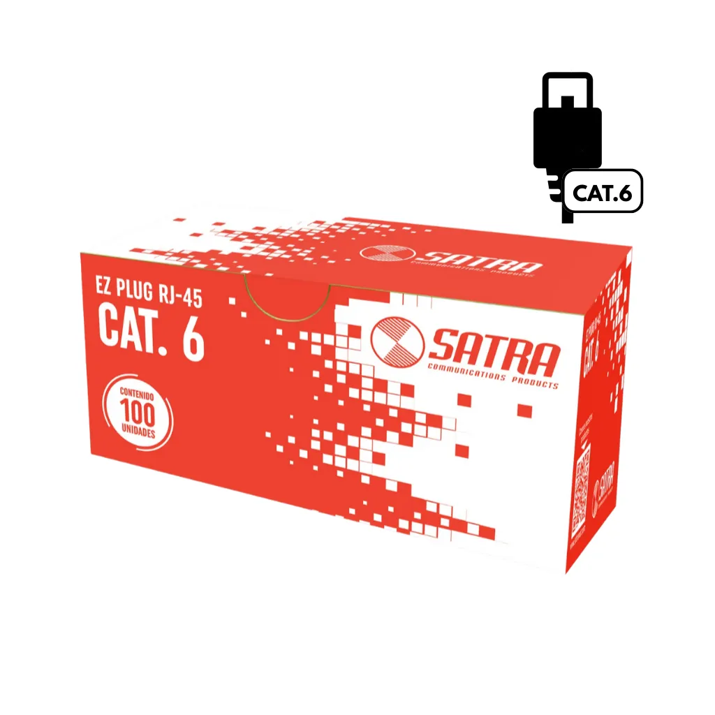 EZ CONECTOR PLUG RJ45 CAT6 C/SECUENCIA DE COLORES CJAx100PCS SATRA