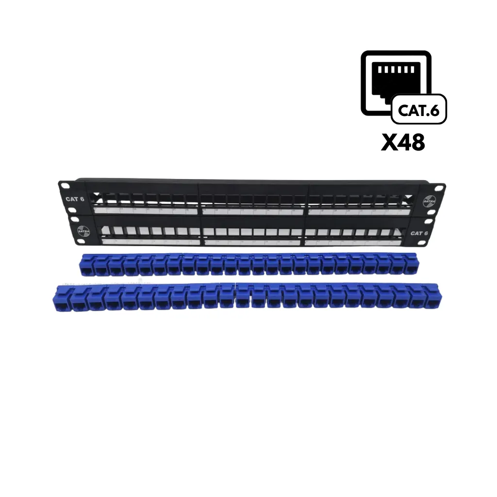 [PP-48-AZ-SATRA] PATCH PANEL CAT6 MOD 48PUERTOS AZUL  0102024804 SATRA