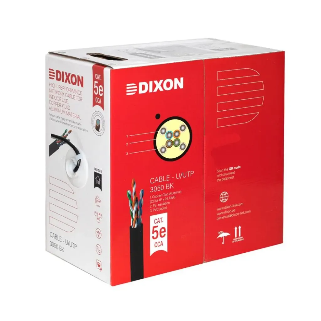 [3050 BK] CABLE UTP CAT-5E -24AWG NEGRO CAJAX305MTS DIXON