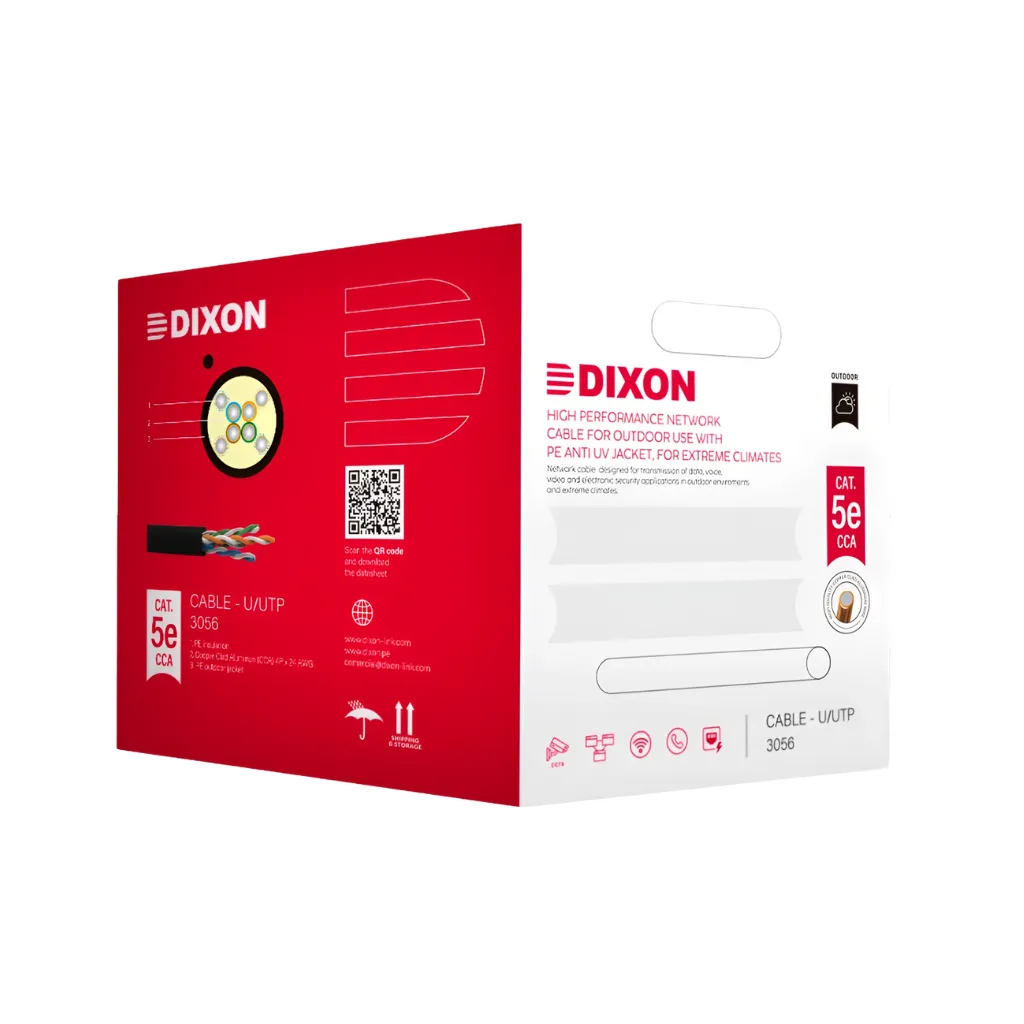 [3056] CABLE UTP CAT-5E CCA-24AWG P/EXT. UV CAJAX305MTS DIXON