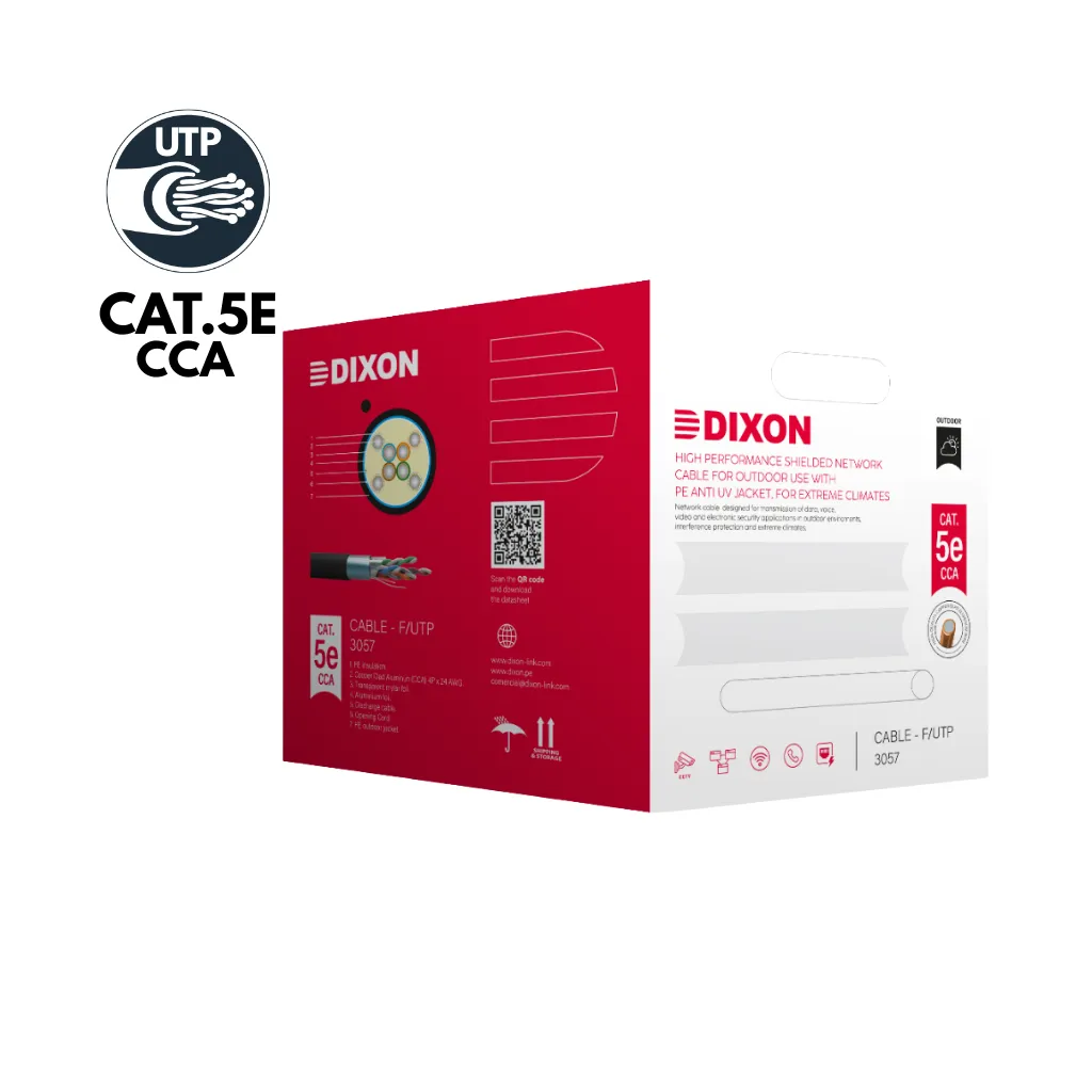 CABLE UTP CAT-5E STP CCA-24AWG P/EXT. UV CAJAX305MTS DIXON
