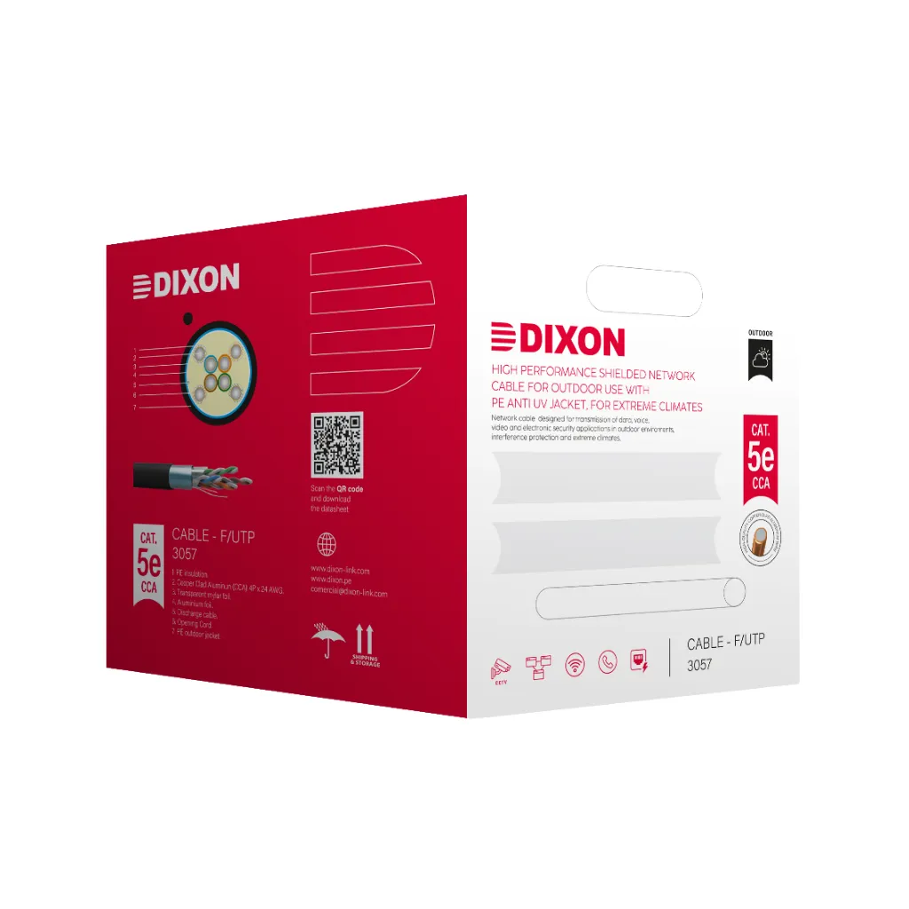 [3057] CABLE UTP CAT-5E STP CCA-24AWG P/EXT. UV CAJAX305MTS DIXON