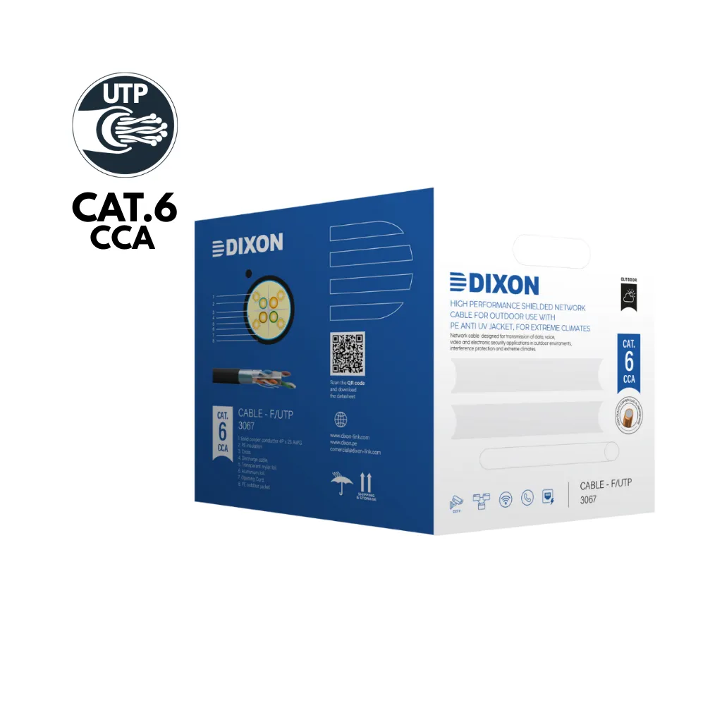 [3067] CABLE UTP CAT6 -23AWG STP NEGRO EXTERIOR UV CAJAX305MTS DIXON