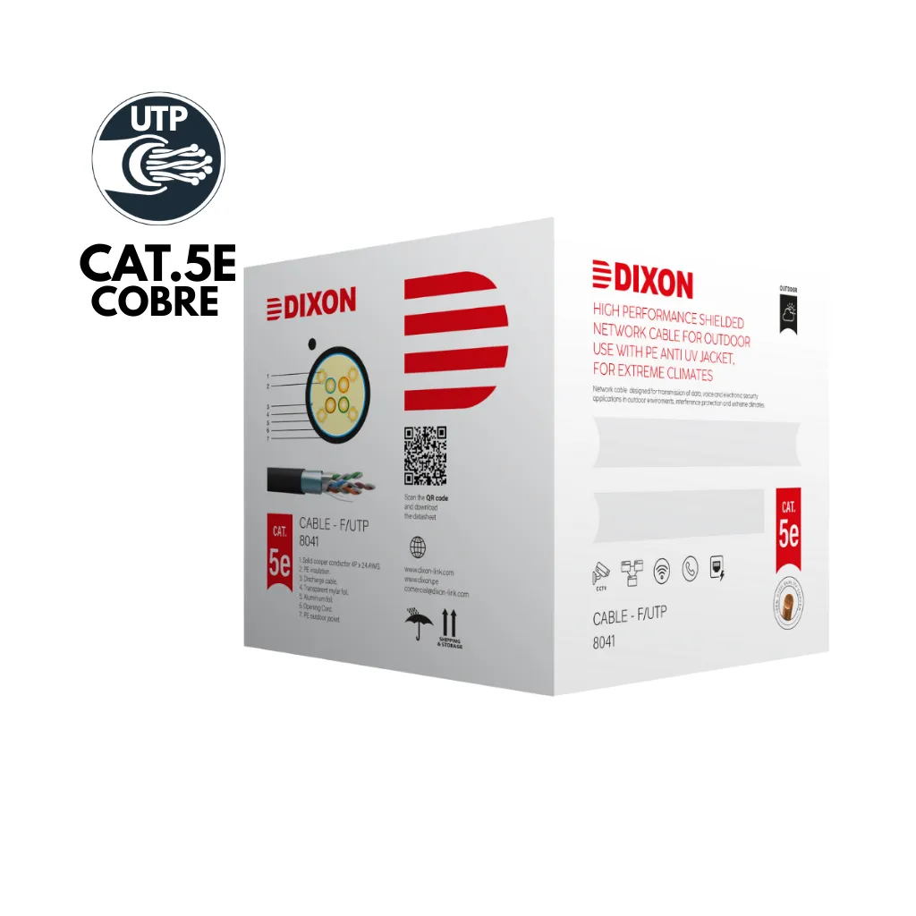 [8041] CABLE UTP CAT5E STP NEGRO EXT. CAJAX305MTS DIXON