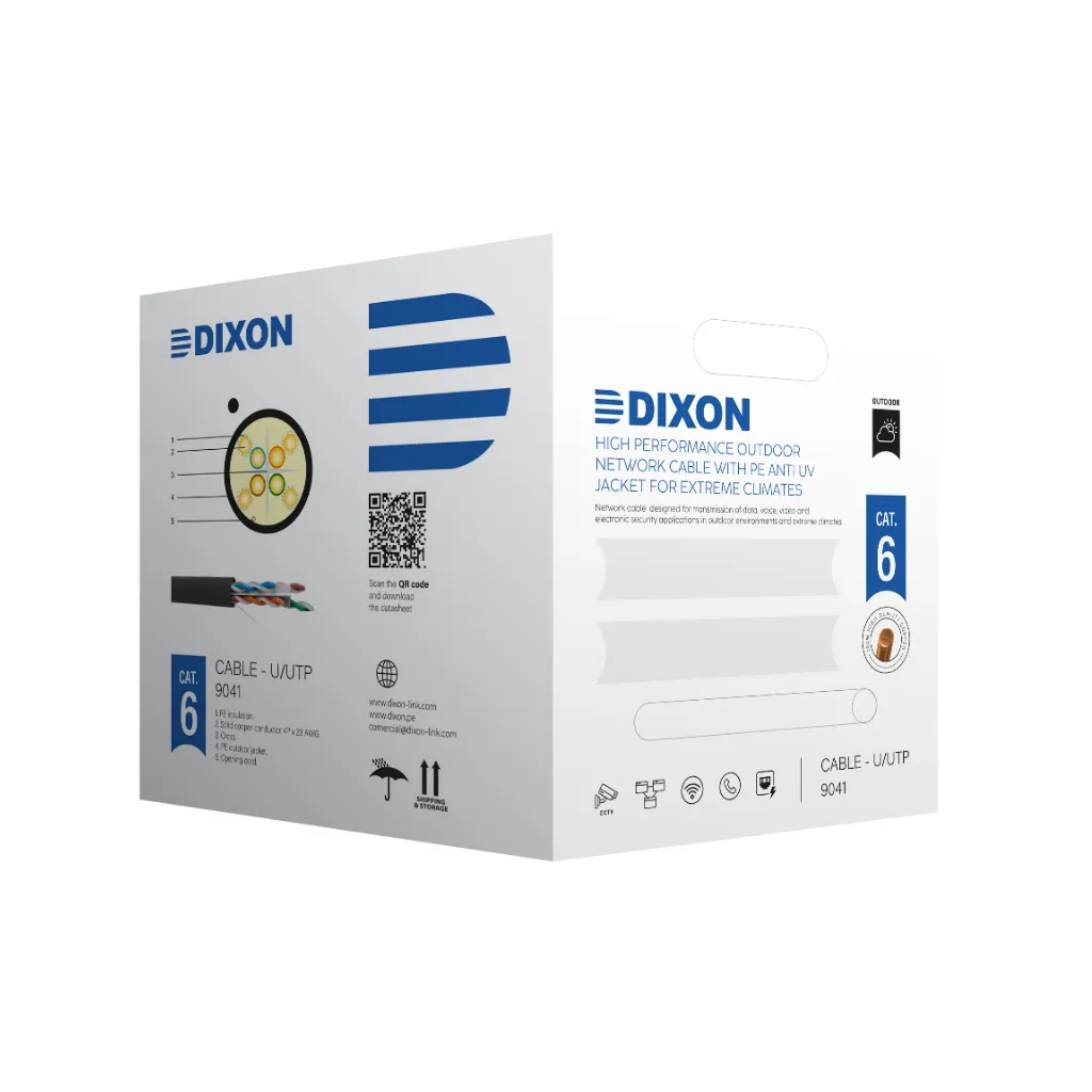 [9041] CABLE UTP CAT-6 4PX23AWG NEGRO EXTERIOR UV CAJAX305MTS DIXON