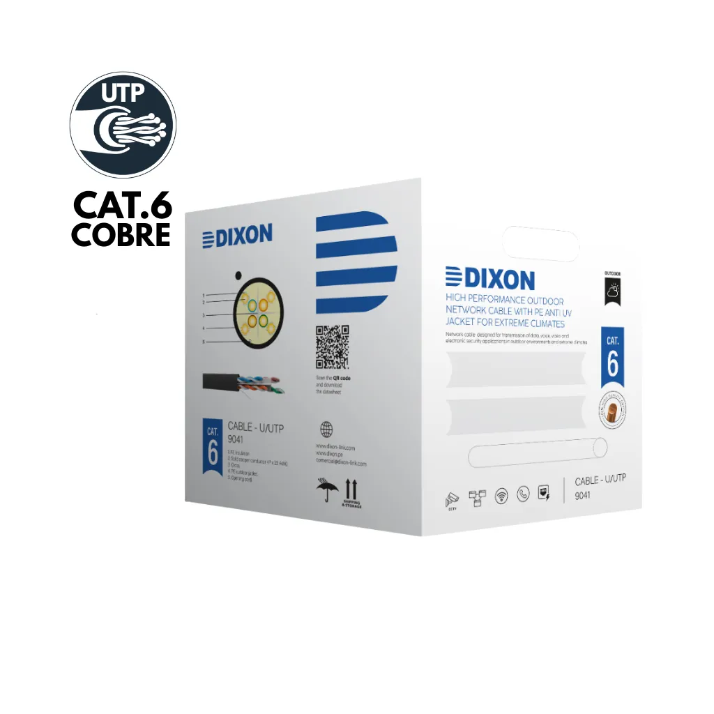 [9041] CABLE UTP CAT6 4PX23AWG NEGRO EXTERIOR UV CAJAX305MTS DIXON