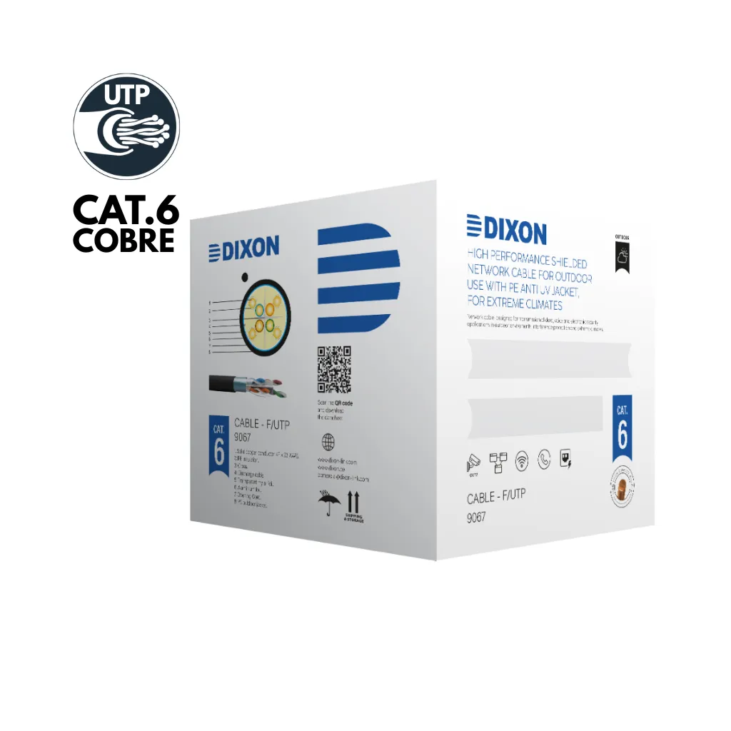 [9067] CABLE UTP CAT6 -23AWG STP NEGRO EXTERIOR UV CAJAX305MTS DIXON