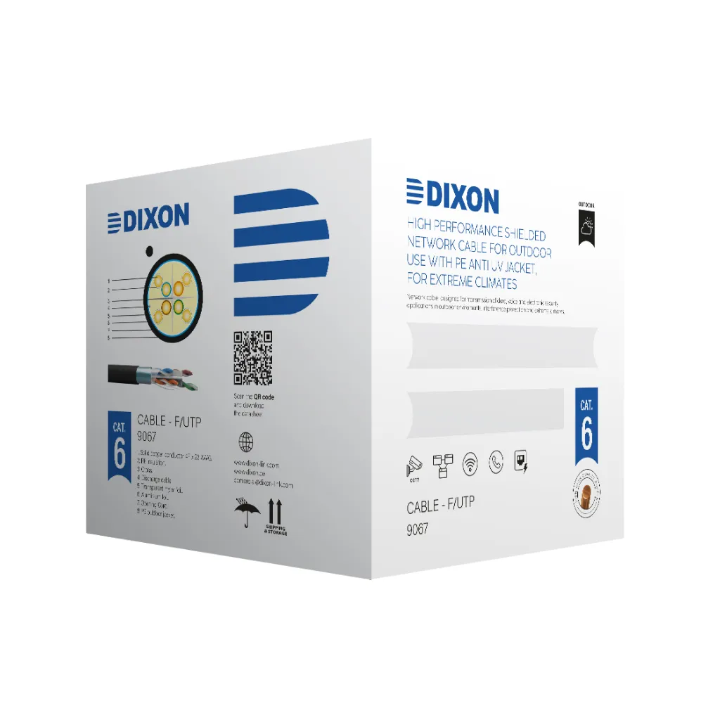 [9067] CABLE UTP STP CAT-6 -23AWG NEGRO EXTERIOR UV CAJAX305MTS DIXON