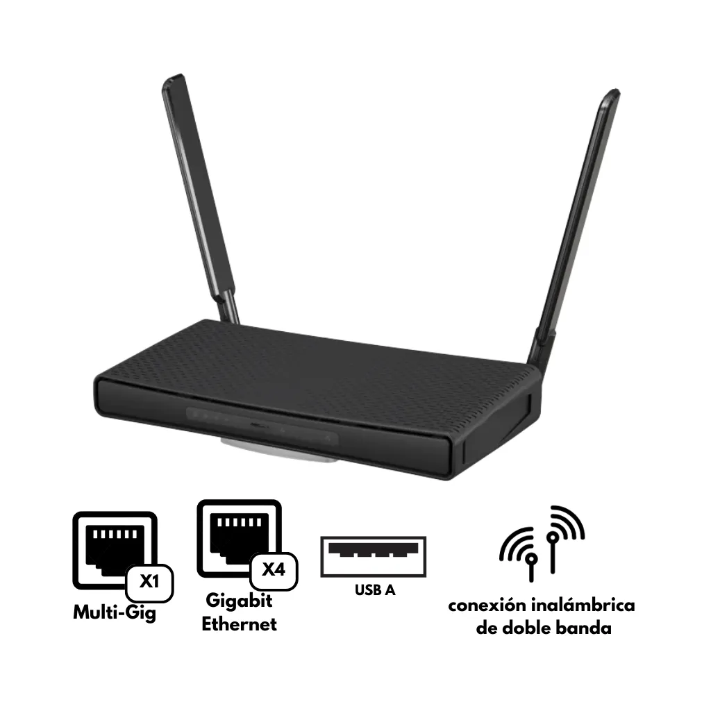 [C53UiG+5HPaxD2HPaxD] ROUTERBOARD 4 PUERTOS ETHERNET GIGABIT Y WIFI6 DUALBAND MIKROTIK