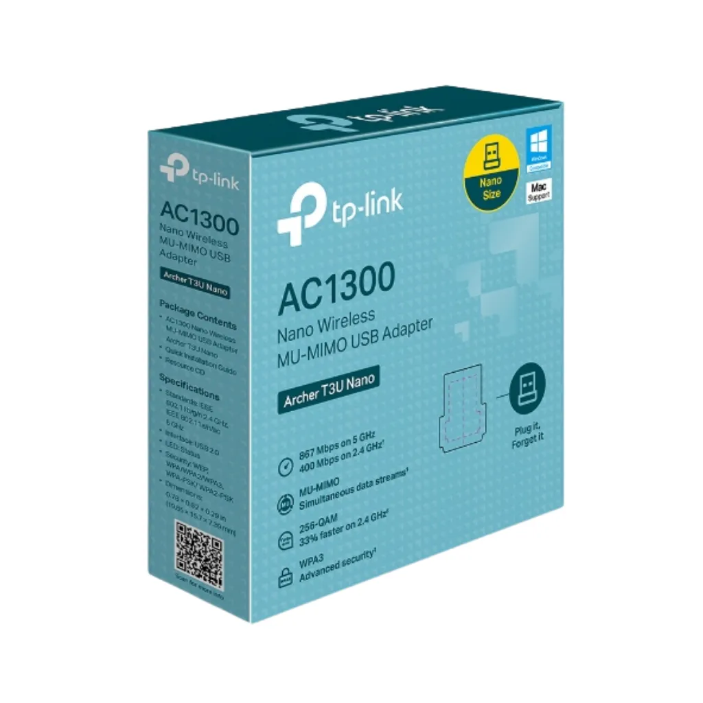 [ARCHER T3U NANO] ADAPTADOR USB MU-MIMO WIRELESS NANO AC1300 TP-LINK