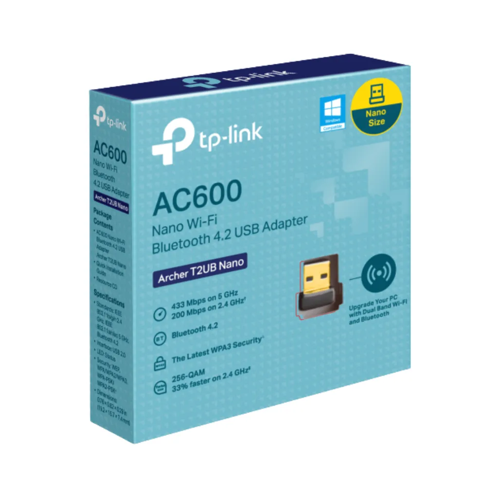 [ARCHER T2UB NANO] ADAPTADOR USB WIFI BLUETOOTH AC600 2.4-5GHZ TP-LINK