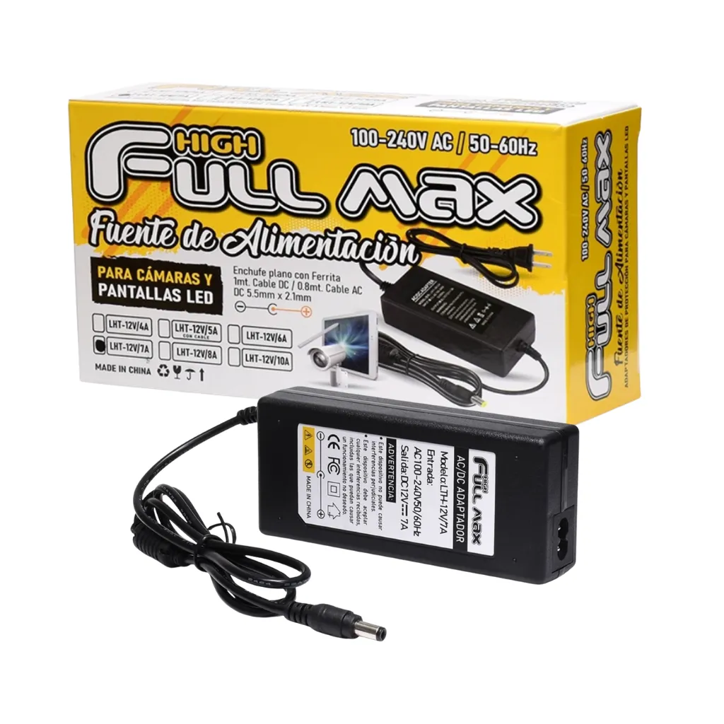 FUENTE ADAPTADOR 12V PLASTICO 7A LTH-12V7A (HFM) FULL MAX