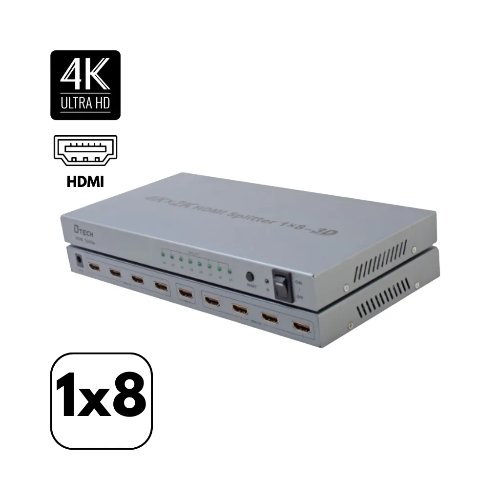 [DT-7148B] SPLITTER HDMI Ver. 4 METAL C/ADAPTADOR 1x8 DTECH