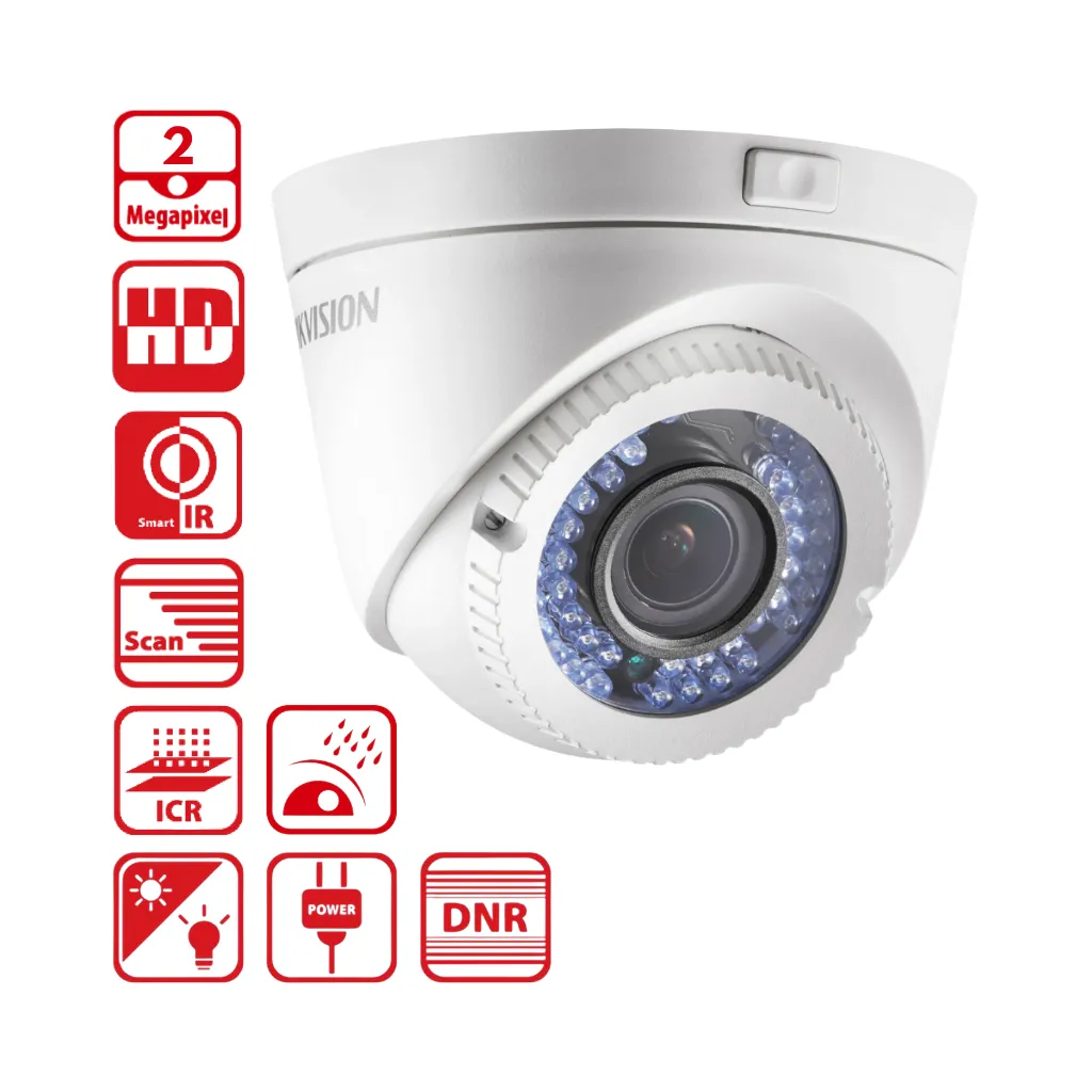 CAMARA ANALOGO 2MP DOMO  HD1080 VARIFOCAL  IR 40M L2.8-12M HIKVISION