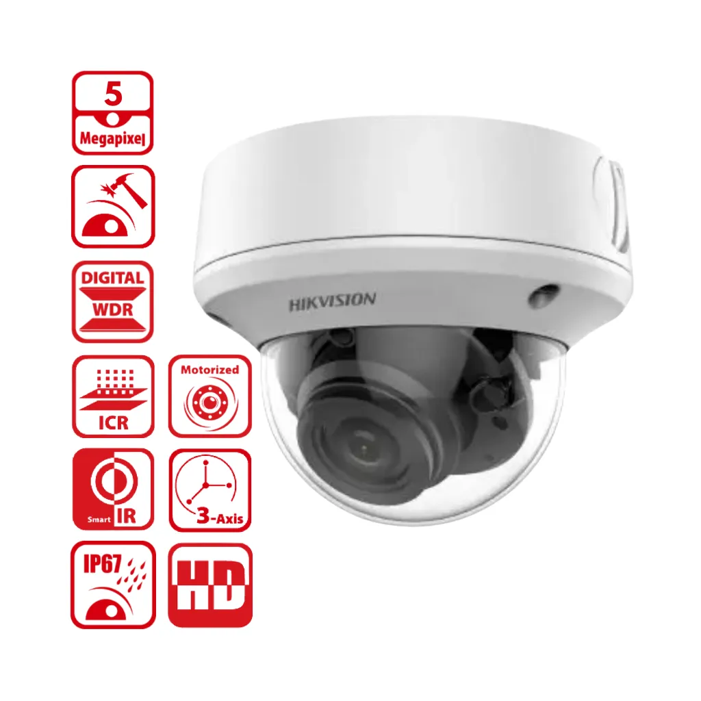 CAMARA ANALOGO 5MP DOMO EXTERIOR PoC MOTORIZADO IK10 HIKVISION