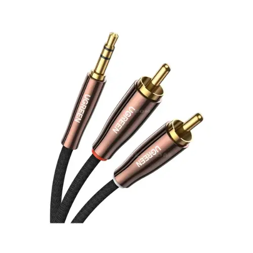 CABLE STEREO 1 PLUG x 2 RCA TRENZADO 2M AV170 UGREEN