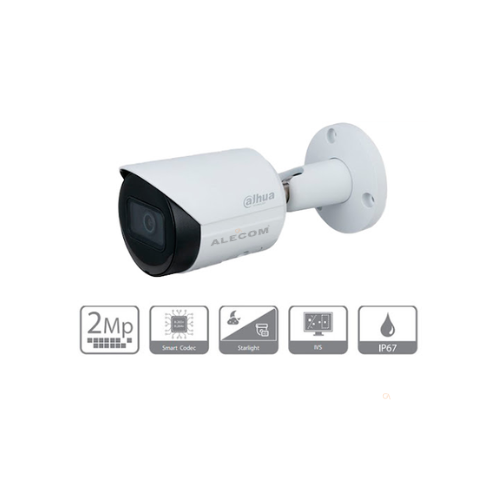 CAMARA IP TUBO 2MP IR30 H265 STARLIGHT IP67 DH-IPC-HFW2230SN-S-S2 DAHUA