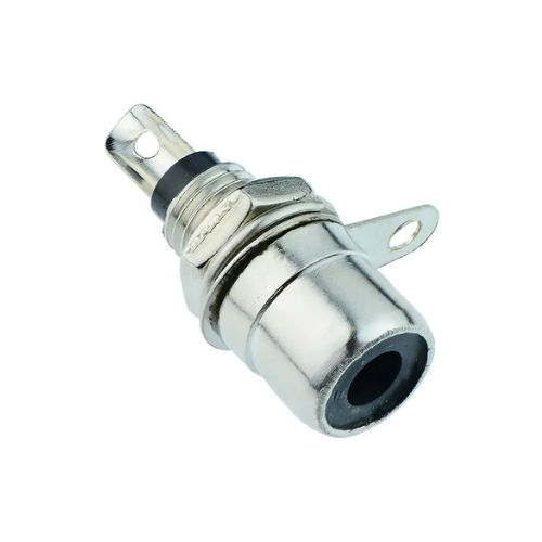 JACK RCA CHASIS METAL PLATEADO NEGRO