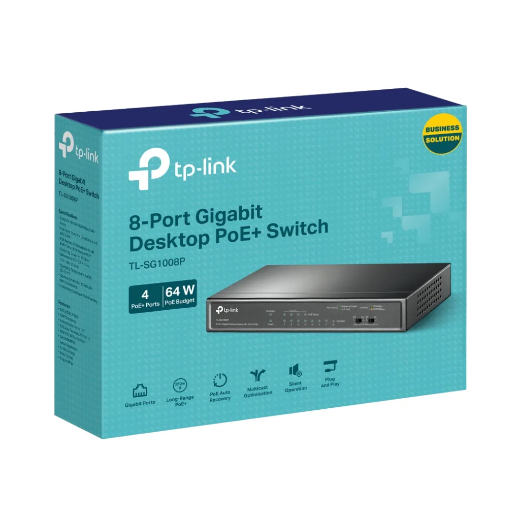 [TL-SG1008P] SWITCH 8P GIGABIT 4POE CASE PLASTICO TP-LINK