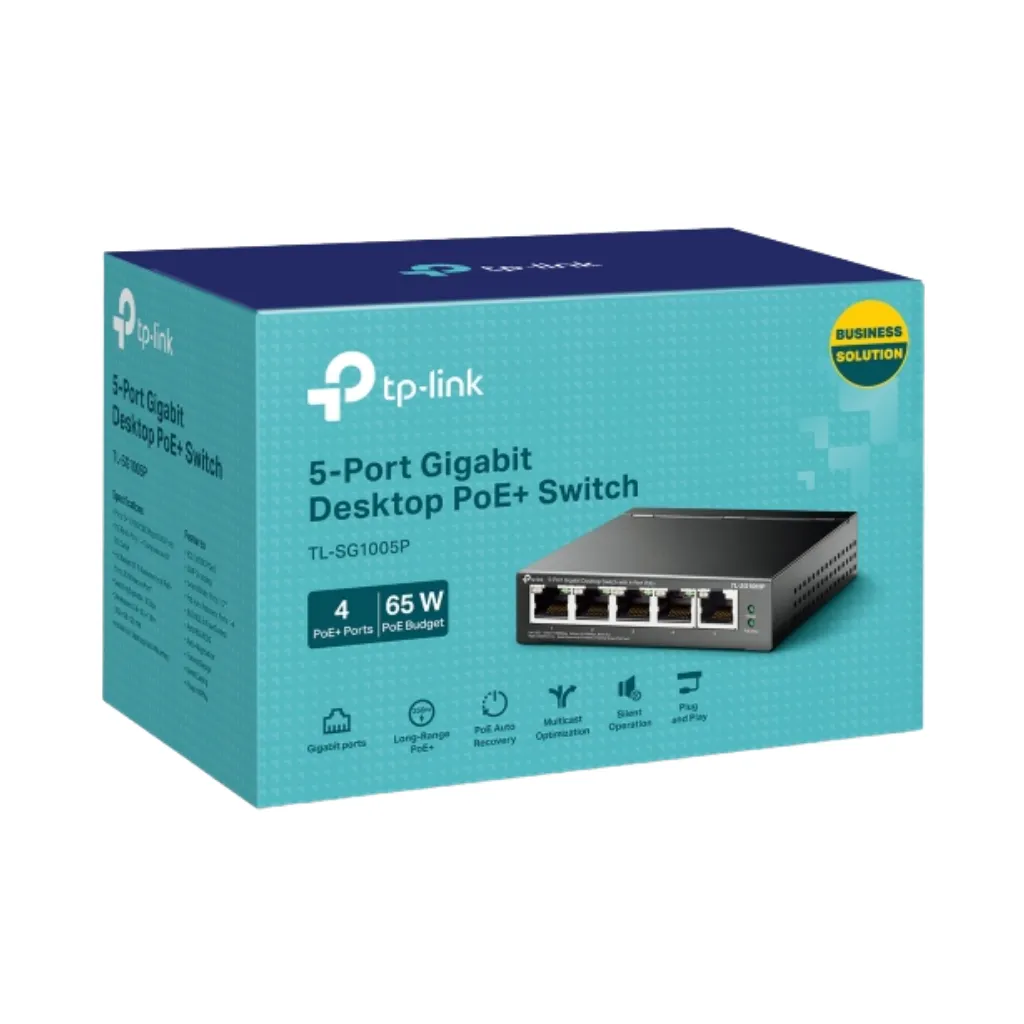 [TL-SG1005P] SWITCH DE MESA 4 PUERTOS POE 10/100/1000 MBPS TP-LINK